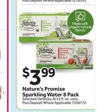 Stop&Shop Nature's Promise Sparkling Water 8 Pack offer