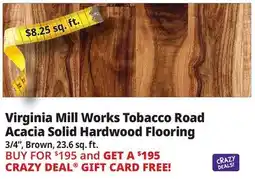 Ocean State Job Lot Virginia Mill Works Tobacco Road Acacia Solid Hardwood Flooring offer