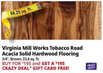 Ocean State Job Lot Virginia Mill Works Tobacco Road Acacia Solid Hardwood Flooring offer