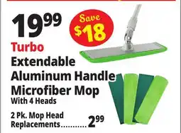 Ocean State Job Lot Turbo Extendable Aluminum Handle Microfiber Mop With 4 Heads offer