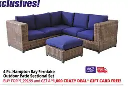 Ocean State Job Lot 4 Pc. Hampton Bay Fernlake Outdoor Patio Sectional Set offer