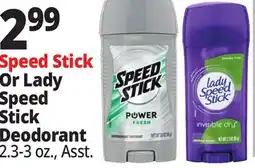 Ocean State Job Lot Speed Stick Or Lady Speed Stick Deodorant offer