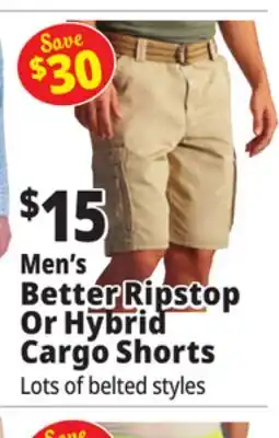 Ocean State Job Lot Men's Better Ripstop Or Hybrid Cargo Shorts offer