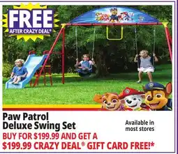 Ocean State Job Lot Paw Patrol Deluxe Swing Set offer
