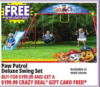 Ocean State Job Lot Paw Patrol Deluxe Swing Set offer