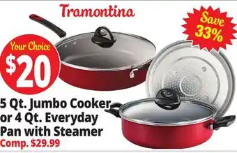 Ocean State Job Lot 5 Qt. Jumbo Cooker or 4 Qt. Everyday Pan with Steamer offer