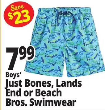 Ocean State Job Lot Boys' Just Bones, Lands End or Beach Bros. Swimwear offer