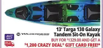 Ocean State Job Lot WILDERNESS 13' Targa 130 Galaxy Tandem Sit-On Kayak offer
