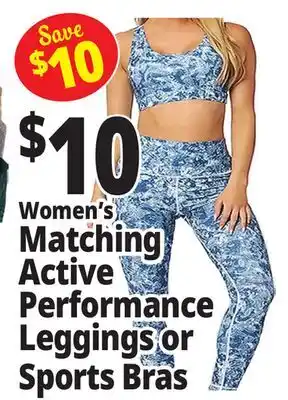Ocean State Job Lot Women's Matching Active Performance Leggings or Sports Bras offer