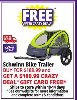 Ocean State Job Lot Schwinn Bike Trailer offer