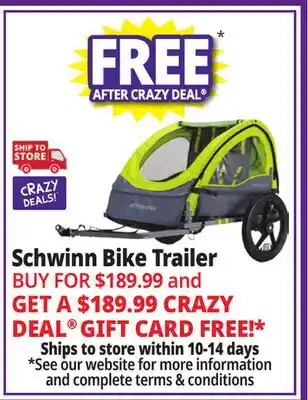 Ocean State Job Lot Schwinn Bike Trailer offer