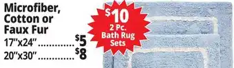 Ocean State Job Lot Bath Rug Sets,Microfiber, Cotton or Faux Fur offer