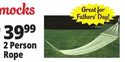 Ocean State Job Lot Hammocks 2 Person Rope offer