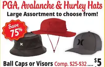 Ocean State Job Lot PGA, Avalanche & Hurley Hats offer