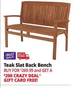 Ocean State Job Lot Teak Slat Back Bench offer