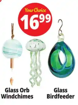 Ocean State Job Lot Glass Orb Windchimes Glass Birdfeeder offer