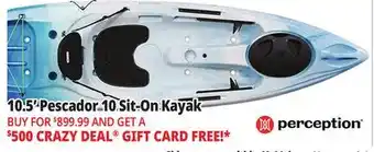 Ocean State Job Lot 10.5' Pescador 10 Sit-On Kayak offer