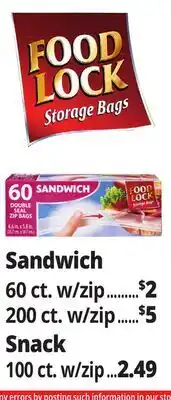 Ocean State Job Lot Hefty Storage Bags Sandwich, Snack offer