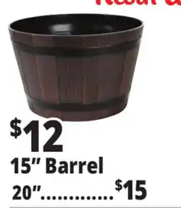 Ocean State Job Lot Resin Whiskey Barrel Planter 15 offer
