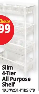 Ocean State Job Lot Slim 4-Tier All Purpose Shelf offer