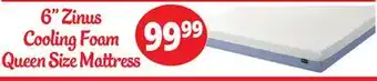 Ocean State Job Lot 6 Zinus Cooling Foam Queen Size Mattress offer