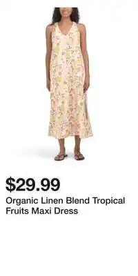 TJ Maxx Organic Linen Blend Tropical Fruits Maxi Dress offer