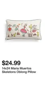 TJ Maxx 14x24 Maria Muertos Skeletons Oblong Pillow offer