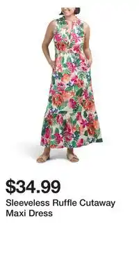 TJ Maxx Sleeveless Ruffle Cutaway Maxi Dress offer