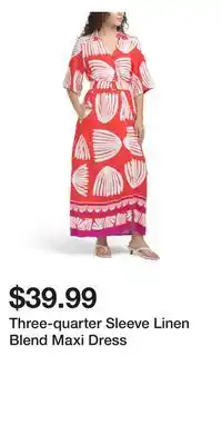 TJ Maxx Three-quarter Sleeve Linen Blend Maxi Dress offer