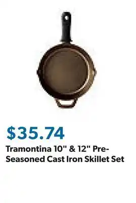 Sam's Club Tramontina 10 & 12 Pre-Seasoned Cast Iron Skillet Set offer