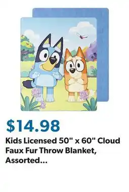 Sam's Club Kids Licensed 50 x 60 Cloud Faux Fur Throw Blanket, Assorted Characters offer