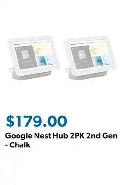 Sam's Club Google Nest Hub 2PK 2nd Gen - Chalk offer