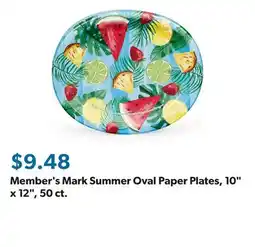 Sam's Club Member's Mark Summer Oval Paper Plates, 10 x 12, 50 ct offer