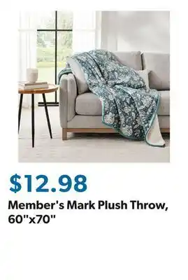 Sam's Club Member's Mark Plush Throw, 60x70 offer