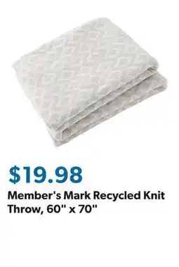 Sam's Club Member's Mark Recycled Knit Throw, 60 x 70 offer