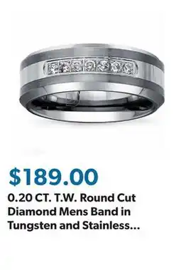 Sam's Club 0.20 CT. T.W. Round Cut Diamond Mens Band in Tungsten and Stainless Steel offer