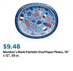 Sam's Club Member's Mark Patriotic Oval Paper Plates, 10 x 12, 50 ct offer