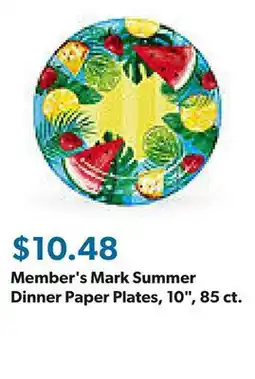 Sam's Club Member's Mark Summer Dinner Paper Plates, 10, 85 ct offer