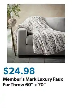 Sam's Club Member's Mark Luxury Faux Fur Throw 60 x 70 offer