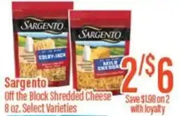 Chief Supermarket Sargento off the block shredded cheese offer