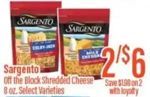 Chief Supermarket Sargento off the block shredded cheese offer