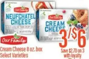 Chief Supermarket Our Family Cream Cheese offer