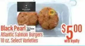Chief Supermarket Black pearl atlantic salmon burgers offer