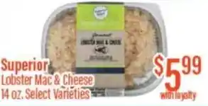 Chief Supermarket Superior lobster mac&cheese offer