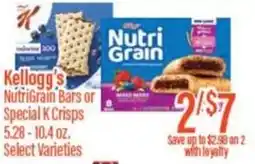 Chief Supermarket Kellogg's nutrigrain bars or special K crisps offer