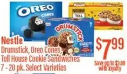 Chief Supermarket Nestle drumstick, oreo cones toll house cookie sandwiches offer