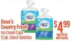 Chief Supermarket Dean's country fresh ice cream cups offer