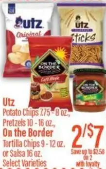 Chief Supermarket Utz potato chips pretzels on the border tortilla chips or salsa offer
