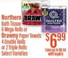 Chief Supermarket Northern bath tissue or brawny paper towels offer