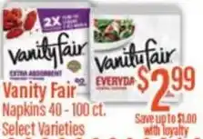 Chief Supermarket Vanity fair napkins offer
